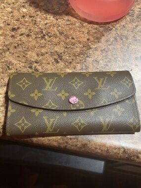 Louis Vuitton Brown Monogram Wallet with Pink Snap